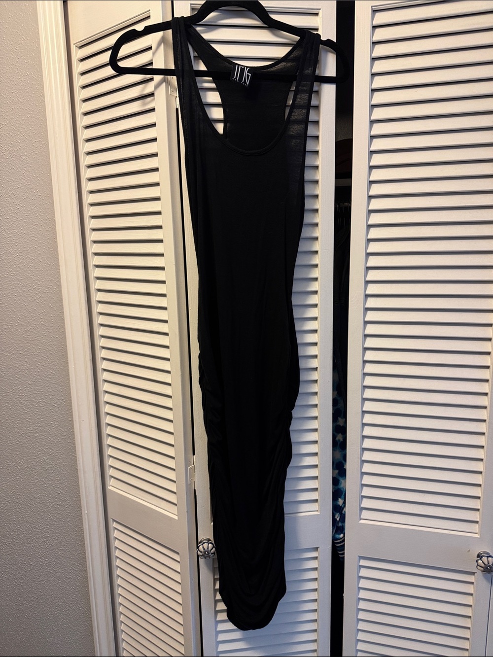 TMG NEW YORK  Black Tank Maxi Dress with Side Ruching